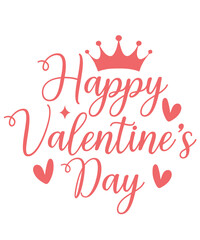 Obraz premium Happy Valentine’s Day typography text on plain white transparent isolated background for card, shirt, hoodie, sweatshirt, apparel, tag, mug, icon, poster or badge