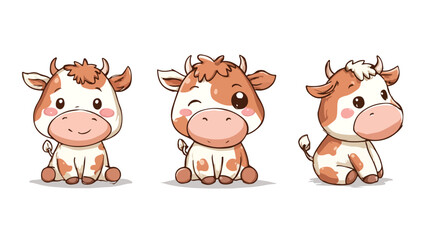 Obraz premium Adorable Cartoon Cow Vector Illustration with Outline, Perfect for Children's Books and Farm-themed Designs