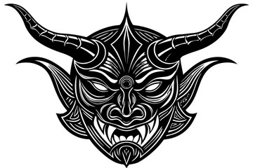 Fototapeta premium Tribal skull and mask tattoo vector art illustration design and pattern