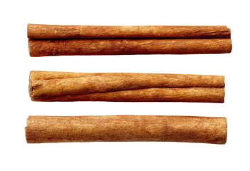 Three cinnamon sticks arranged vertically, close-up view