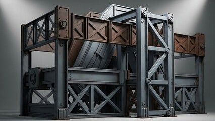 Fototapeta premium Industrial metal structure model interior.