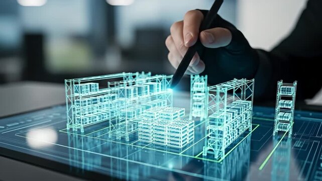 Person working on design, for the concept of technology and construction.