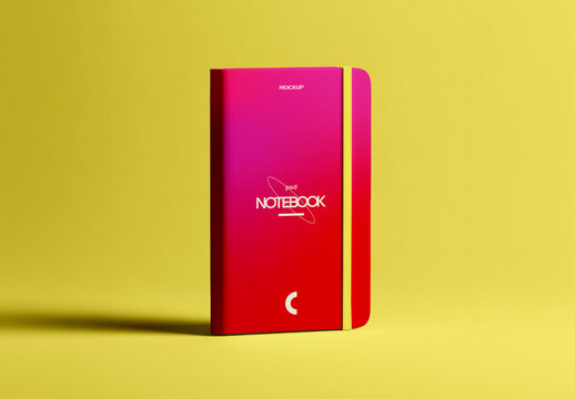 Vertical Hardcover Notebook Mockup on Minimal Background