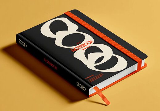 Hardcover Notebook Mockup with Elastic Band
