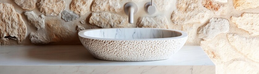 Textured Marble Sink, Stone Wall Interior, bathroom ,sink