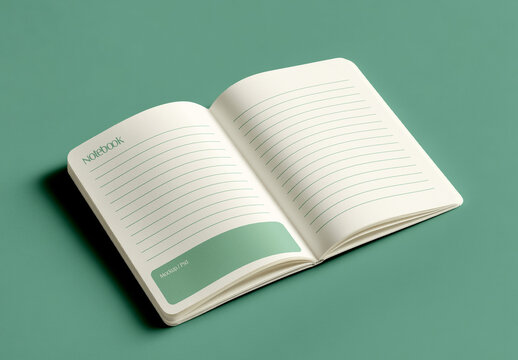 Open Notebook Mockup with Lined Pages