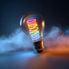 light bulb on blue background