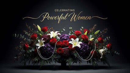 Elegant floral tribute adorned with vibrant blooms, symbolizing empowerment and solidarity for International Women’s Day, honoring influential women globally
