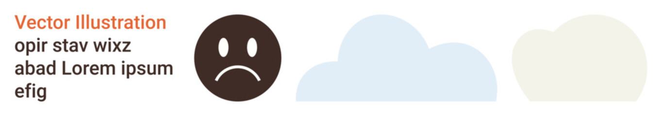 Fototapeta premium Mental health, emotions, weather, sadness, depression, emotional distress. Sad face emotion with two clouds beside it. Mental health and emotions concept for awareness and emotional states