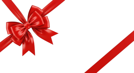 Shiny Red Ribbon Bow and Diagonal Ribbons on Black Background gift wrapping celebration