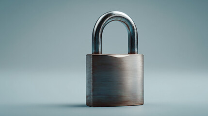 Naklejka premium Close-up of metallic padlock isolated on soft gradient background representing safety, data protection, cyber security and access control concepts 