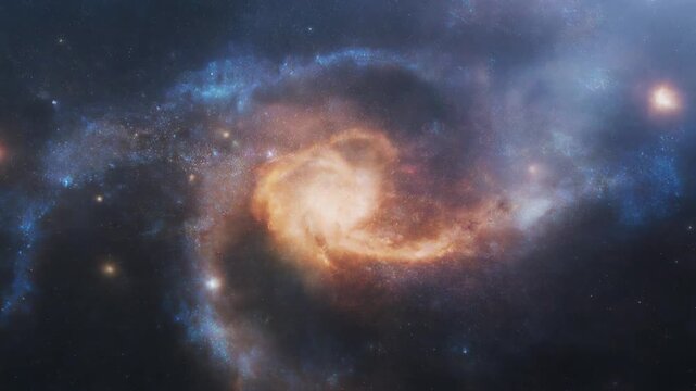 Swirling Galaxy in Deep Space with Glowing Core and Starry Arms