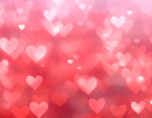 Abstract Background of Blurry Red and Pink Hearts Bokeh