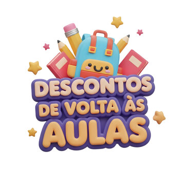selo 3d mochila desconto volta as aulas