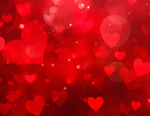 Obraz premium Red Hearts Bokeh Abstract Background image