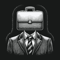 The briefcase man: A symbol of corporate identity and ambition.
