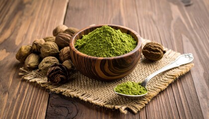 Matcha Powder Still Life - A Vibrant Green Tea Experience.
