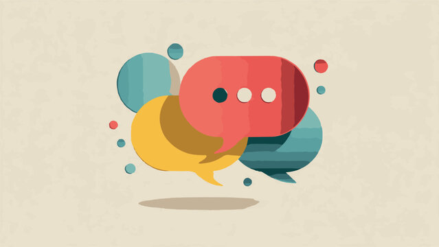 Online support symbol combined with chat bubble illustration