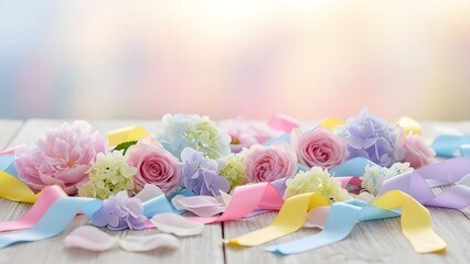 Happy st patrick's day pastel rainbow flowers shamrocks celebration