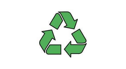 Obraz premium A vibrant green recycling symbol prominently displayed against a clean white background represents sustainability