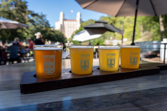 Hot Springs, Arkansas: Hot Springs National Park. Superior Bathhouse Brewery. The only beer brewed with thermal spring water and only brewery in a National Park. Beer flight.