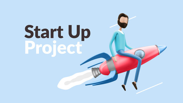 Explainer Man Rocket