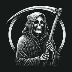 Grim Reaper Illustration: A Haunting Depiction of Death and Mortality.