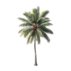 Obraz premium Isolated palm tree, light green fronds, tall trunk