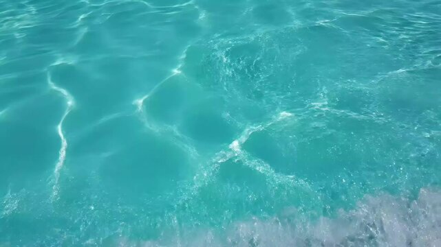 Abstract blue water surface caustics pattern background, 4k