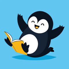 Obraz premium Vector silhouette illustration of a cheerful penguin sliding on its belly, embodying the fun and activity of a snowy winter day.