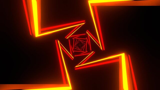 Red and Orange Neon Lightning Tunnel Background VJ Loop in 4K