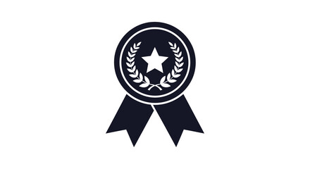 A sleek black and white icon depicting a laurel wreath encircling a star badge