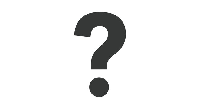 A simple black question mark illustration on a white background symbolizing uncertainty and inquiry