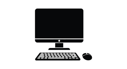 Fototapeta premium A simple illustration depicting a black computer monitor keyboard and mouse setup