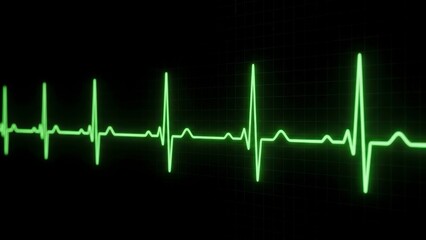 ECG Heartbeat Pulse Line on Black Background.