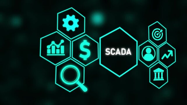 System Supervisory Control And Data Acquisition technology concept. SCADA. 3d