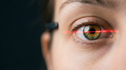 Close up of iris recognition scan on generic AI security device