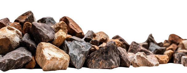 A variety of rough, irregular rocks in assorted colors