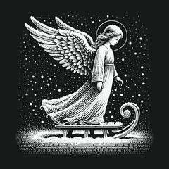 Angel in Winter: A Serene Journey Through a Starry Night.