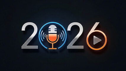 Futuristic podcasting concept for the year 2026