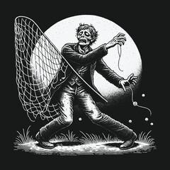 Zombies Eerie Pursuit: Catching Souls Under the Moonlight.