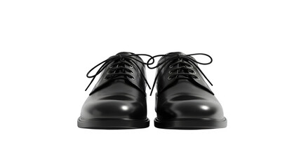 Pair of black leather oxford dress shoes isolated on transparent background