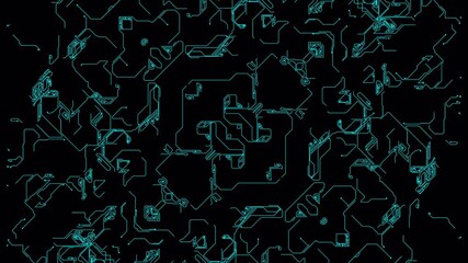 Abstract Digital Circuit Board Pattern with Neon Glow Effect. - Powered by Adobe