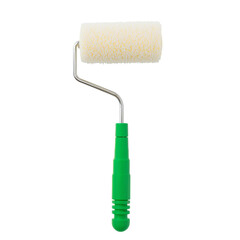 Paint Roller in a Standing Position With a Blue Handle on a White Background for Home Improvement Tasks