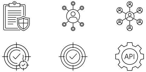 Conceptual Symbols of Security and Technology: Clean, modern icons represent essential aspects of security and technological innovation, forming a cohesive visual narrative. 