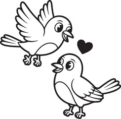 Obraz premium Cute Flying Love Birds Drawing