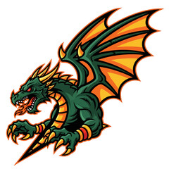 Green Dragon Cartoon Character Illustration.