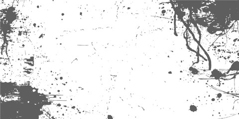 Naklejka premium Abstract grunge ink splat background featuring a black paint splash texture with liquid water drops and a dirty brush splatter design on an artistic vector illustration pattern