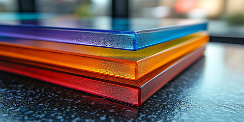 Three stacked glass cards show modern design features Generative AI