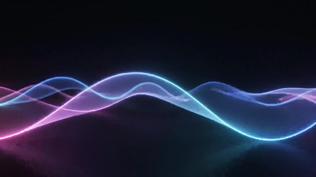 Vibrant neon waves flowing across a dark background
